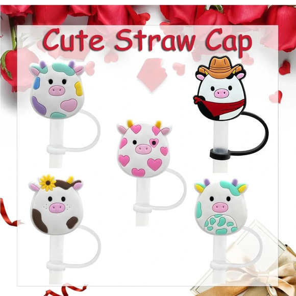 🆕  Reusable Cute Animal Straw Tips Covers - Picture 2 of 6